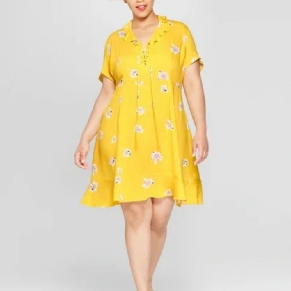 NWT Who What Wear Yellow Shortsleeve Summer Dress